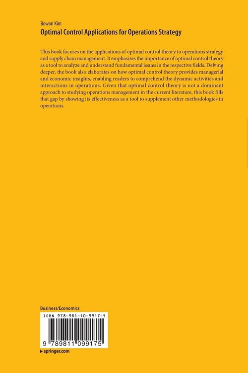 Produktbild: Optimal Control Applications for Operations Strategy