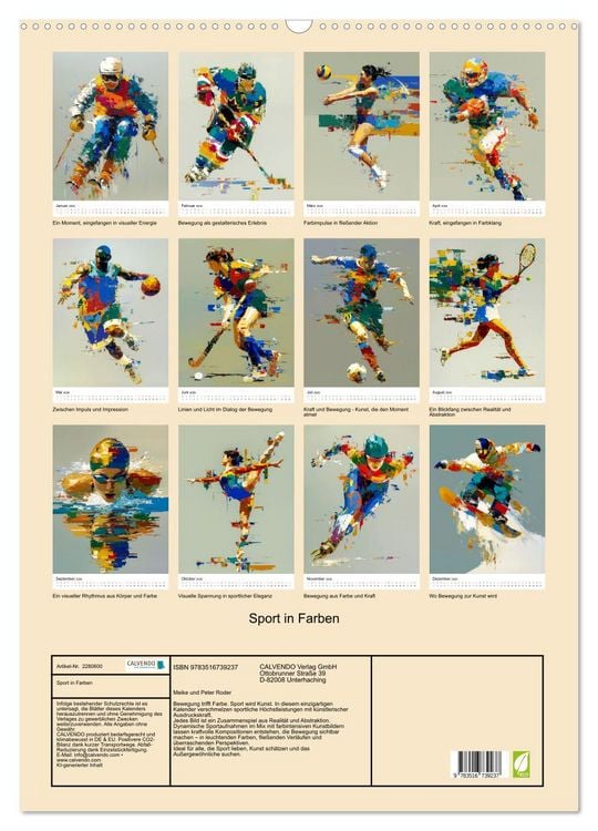 Produktbild: Sport in Farben (Wandkalender 2026 DIN A2 hoch), CALVENDO Monatskalender
