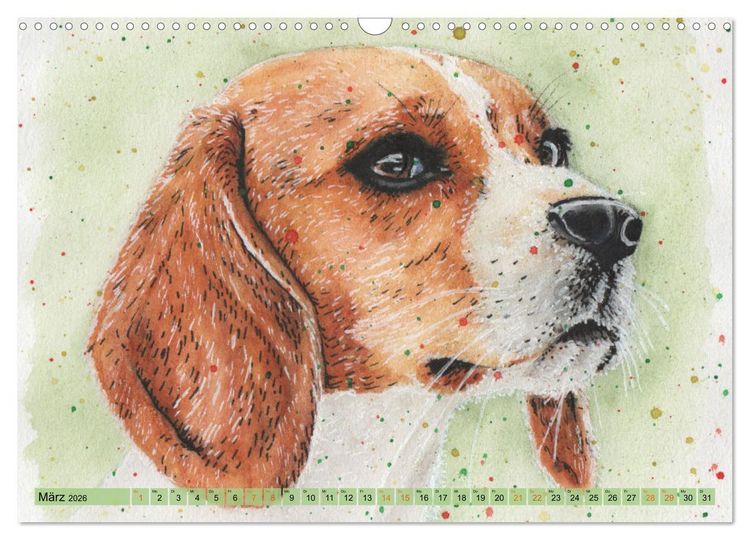 Produktbild: Hundeportr&auml;ts in Aquarell (Wandkalender 2026 DIN A3 quer), CALVENDO Monatskalender