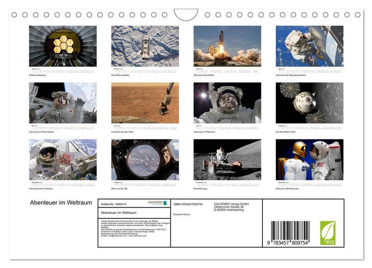 Produktbild: Abenteuer im Weltraum (Wandkalender 2026 DIN A4 quer), CALVENDO Monatskalender
