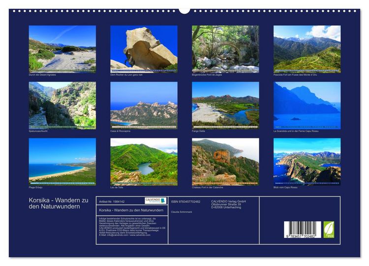 Produktbild: Korsika - Wandern zu den Naturwundern (hochwertiger Premium Wandkalender 2026 DIN A2 quer), Kunstdruck in Hochglanz