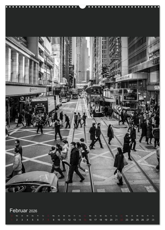 Produktbild: Hongkong schwarzwei&szlig; (hochwertiger Premium Wandkalender 2026 DIN A2 hoch), Kunstdruck in Hochglanz