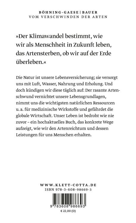 Produktbild: Vom Verschwinden der Arten