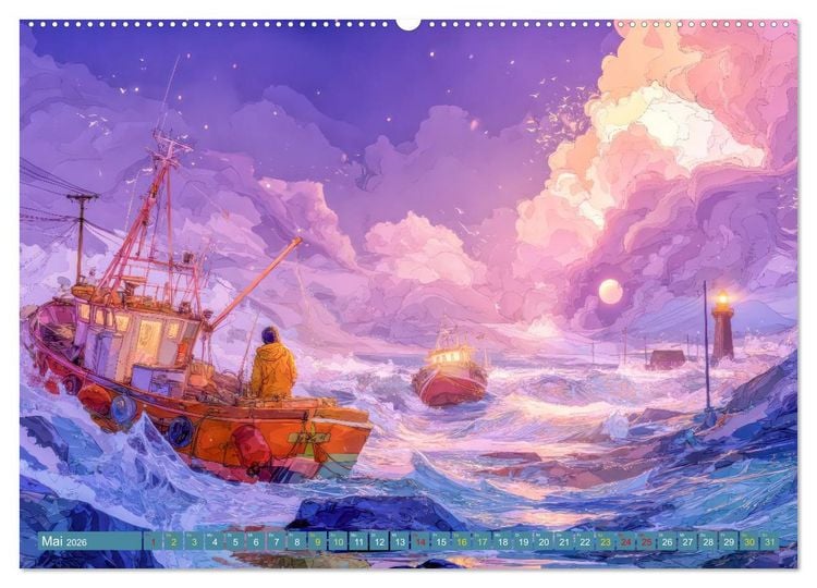 Produktbild: Am Wasser - Bei Sturm und Sonnenschein (hochwertiger Premium Wandkalender 2026 DIN A2 quer), Kunstdruck in Hochglanz