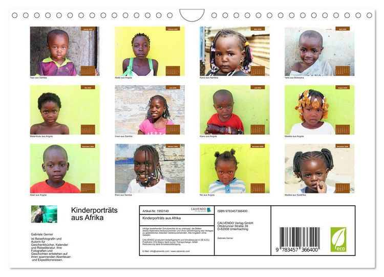 Produktbild: Kinderportr&auml;ts aus Afrika (Wandkalender 2026 DIN A4 quer), CALVENDO Monatskalender