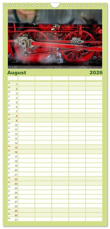 Produktbild: Familienplaner 2026 - Dampflok auf Usedom mit 5 Spalten (Wandkalender, 21 x 45 cm) CALVENDO