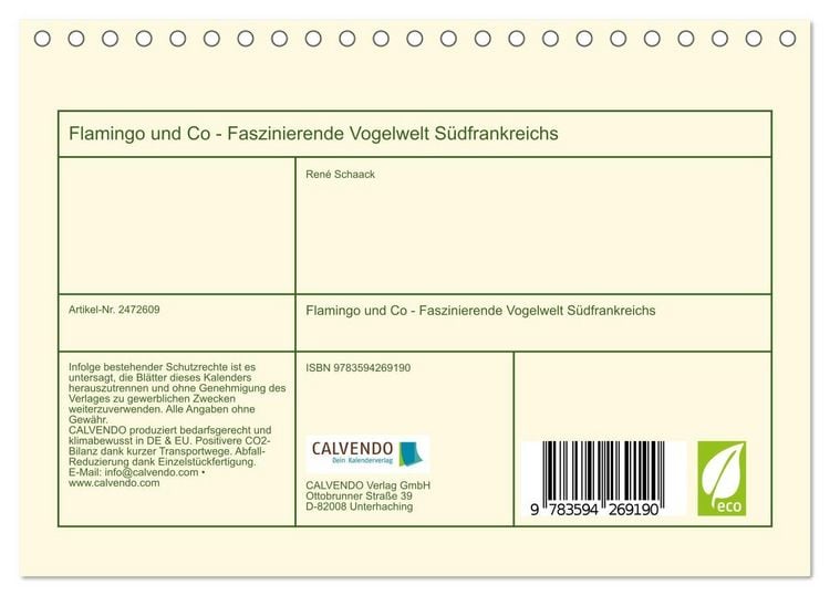 Produktbild: Flamingo und Co - Faszinierende Vogelwelt S&uuml;dfrankreichs (Tischkalender 2027 DIN A5 quer), CALVENDO Monatskalender