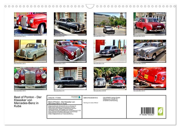 Produktbild: Best of Ponton - Der Klassiker von Mercedes-Benz in Kuba (Wandkalender 2025 DIN A3 quer), CALVENDO Monatskalender