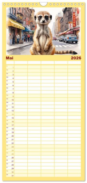 Produktbild: Familienplaner 2026 - Erdm&auml;nnchen in New York City mit 5 Spalten (Wandkalender, 21 x 45 cm) CALVENDO