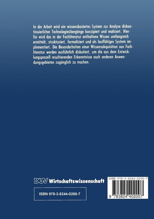 Produktbild: Wissensbasierte Analyse technologischer Diskontinuit&auml;ten