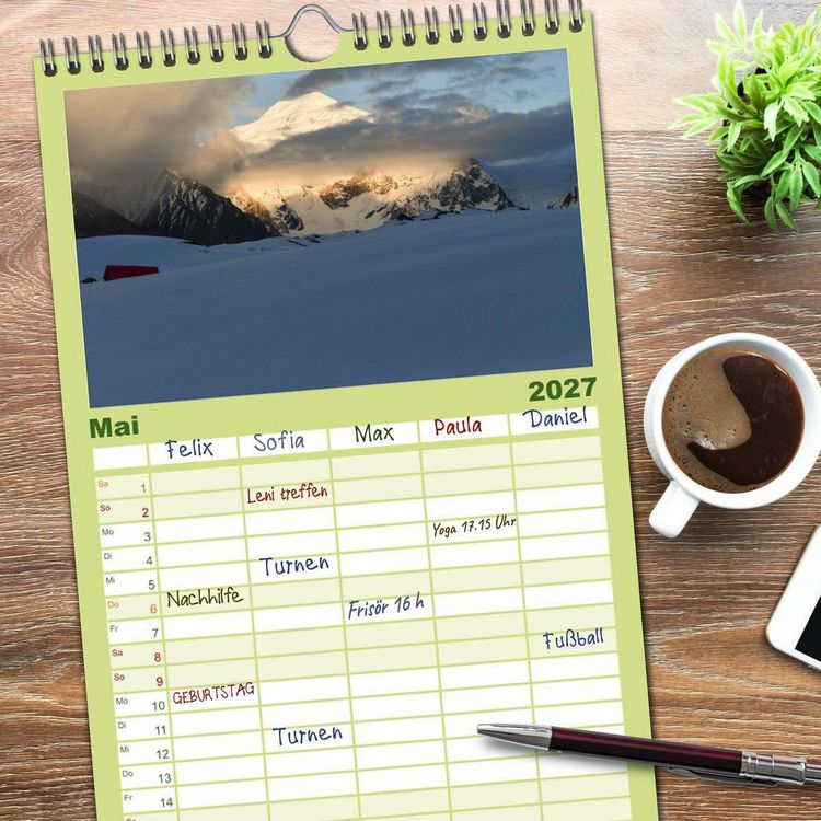 Produktbild: Familienplaner 2027 - Berge des Karakorum mit 5 Spalten (Wandkalender, 21 x 45 cm) CALVENDO