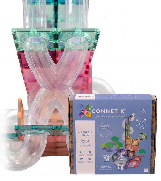 Produktbild: Connetix Magnetbausteine Kugelbahn Pastel Ball Run Expansion Pack - 80 Teile