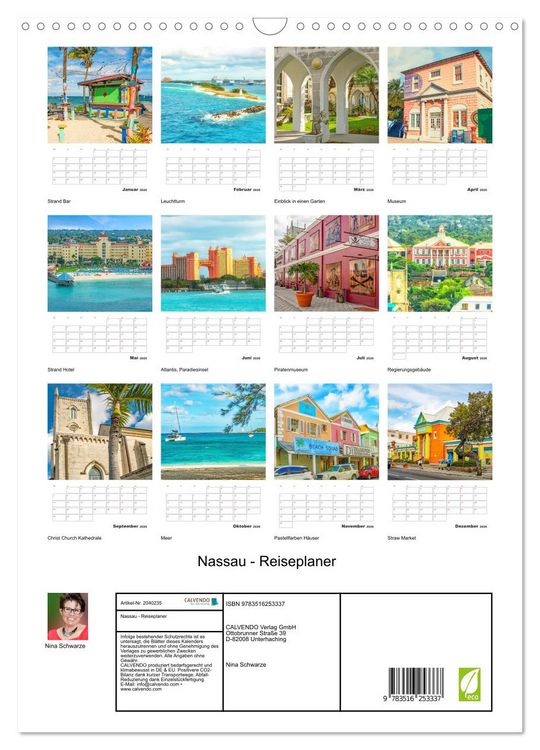 Produktbild: Nassau - Reiseplaner (Wandkalender 2026 DIN A3 hoch), CALVENDO Monatskalender