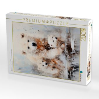 Produktbild: CALVENDO Puzzle Majest&auml;tische Eisb&auml;rfamilie in Acrylfarbe | 2000 Teile Lege-Gr&ouml;&szlig;e 90x67cm Foto-Puzzle f&uuml;r gl&uuml;ckliche Stunden