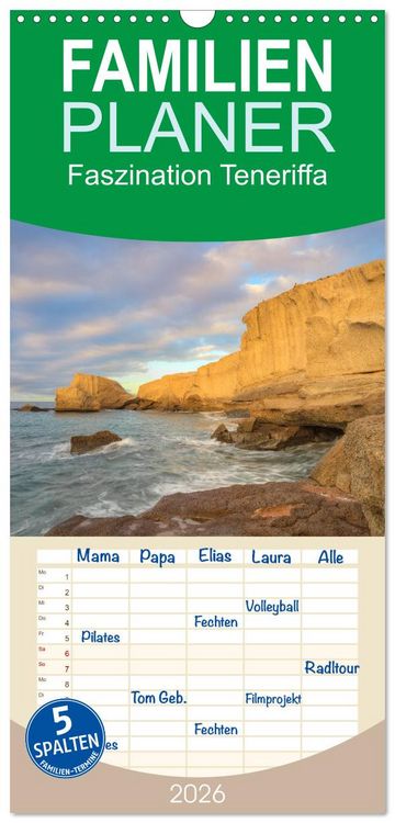 Produktbild: Familienplaner 2026 - Faszination Teneriffa mit 5 Spalten (Wandkalender, 21 x 45 cm) CALVENDO