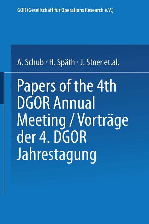 Produktbild: Vortr&auml;ge der Jahrestagung 1974 DGOR Papers of the Annual Meeting