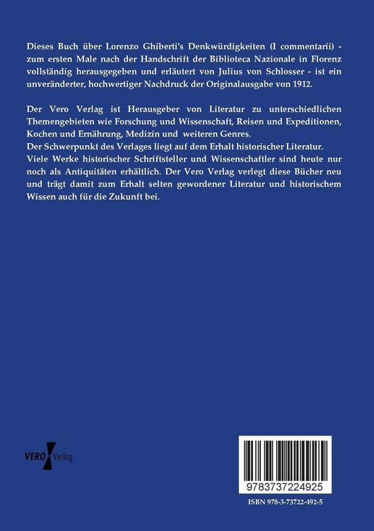 Produktbild: Lorenzo Ghiberti&acute;s Denkw&uuml;rdigkeiten