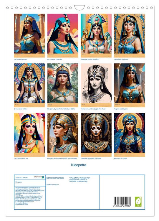 Produktbild: Kleopatra (Wandkalender 2026 DIN A3 hoch), CALVENDO Monatskalender