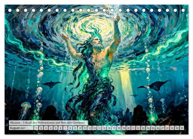 Produktbild: G&ouml;tter der Elemente - Griechische Mythologie Kunstkalender (Tischkalender 2027 DIN A5 quer), CALVENDO Monatskalender