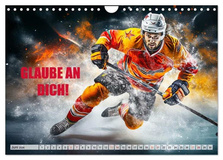 Produktbild: Eishockey und positive Gedanken (Wandkalender 2026 DIN A4 quer), CALVENDO Monatskalender
