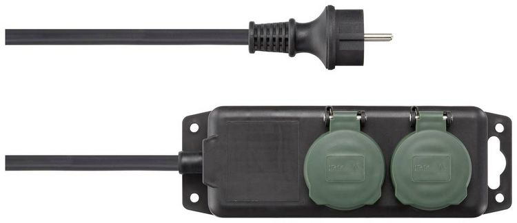 Produktbild: Sygonix SY-5145338 Steckdosenleiste Schwarz, Gr&uuml;n Schutzkontakt 1St.