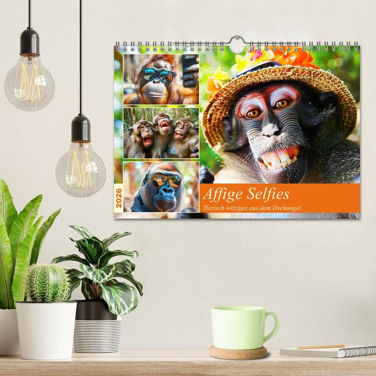 Produktbild: Affige Selfies. Tierisch witziges aus dem Dschungel (Wandkalender 2026 DIN A4 quer), CALVENDO Monatskalender