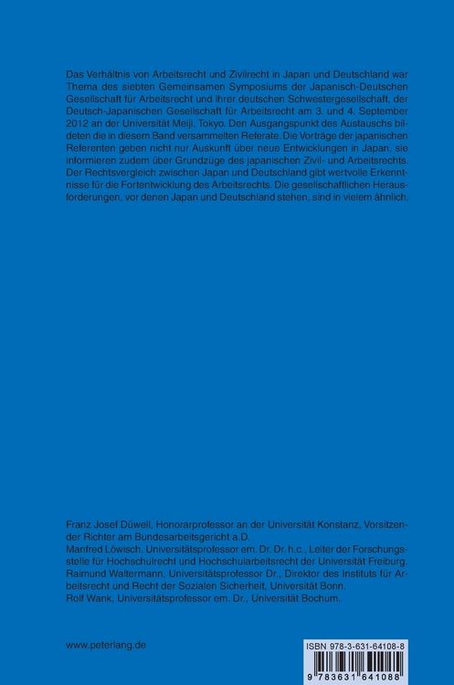 Produktbild: Das Verh&auml;ltnis von Arbeitsrecht und Zivilrecht in Japan und Deutschland