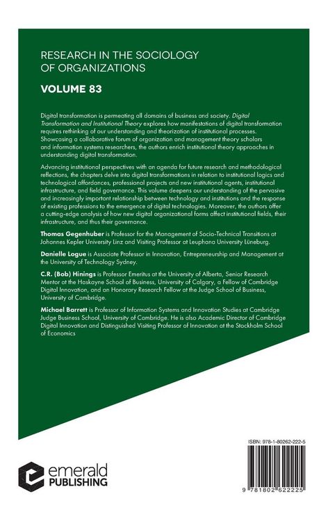Produktbild: Digital Transformation and Institutional Theory