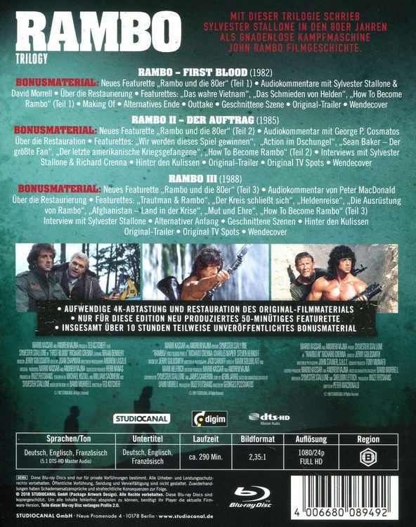 Produktbild: Rambo Trilogy / Uncut / [3 Blu-rays]