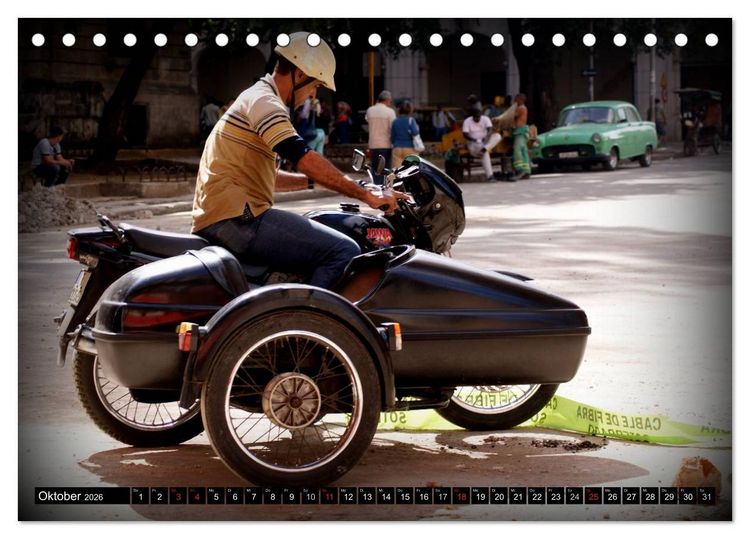 Produktbild: Motorrad-Gespanne in Kuba (Tischkalender 2026 DIN A5 quer), CALVENDO Monatskalender