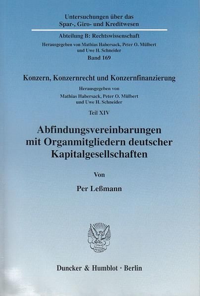 Produktbild: Abfindungsvereinbarungen mit Organmitgliedern deutscher Kapitalgesellschaften.