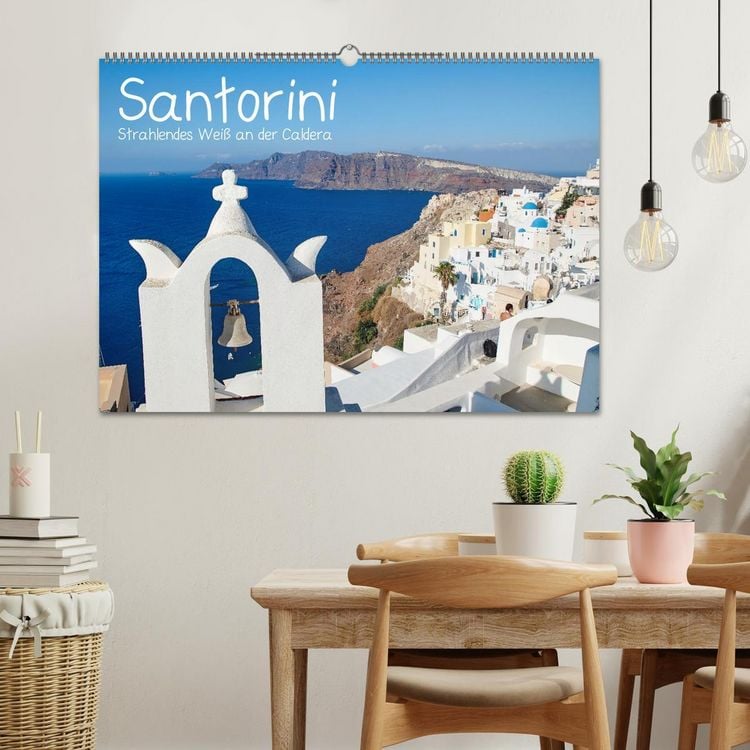 Produktbild: Santorini - Strahlendes Wei&szlig; an der Caldera (Wandkalender 2026 DIN A2 quer), CALVENDO Monatskalender