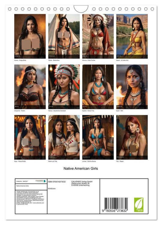 Produktbild: Native American Girls (Wandkalender 2026 DIN A4 hoch), CALVENDO Monatskalender