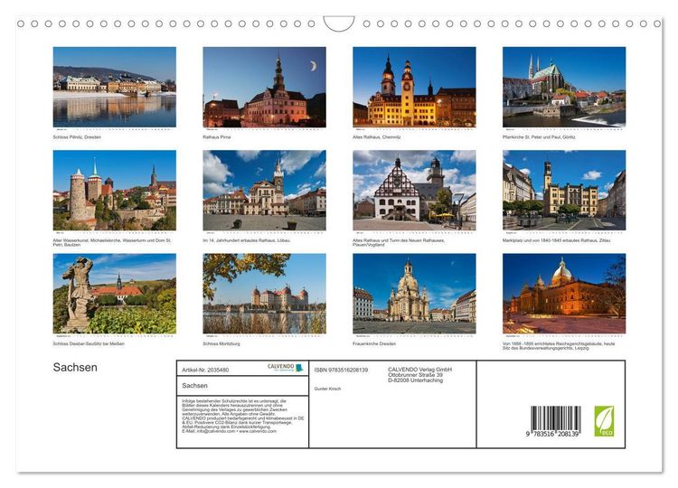 Produktbild: Sachsen (Wandkalender 2026 DIN A3 quer), CALVENDO Monatskalender