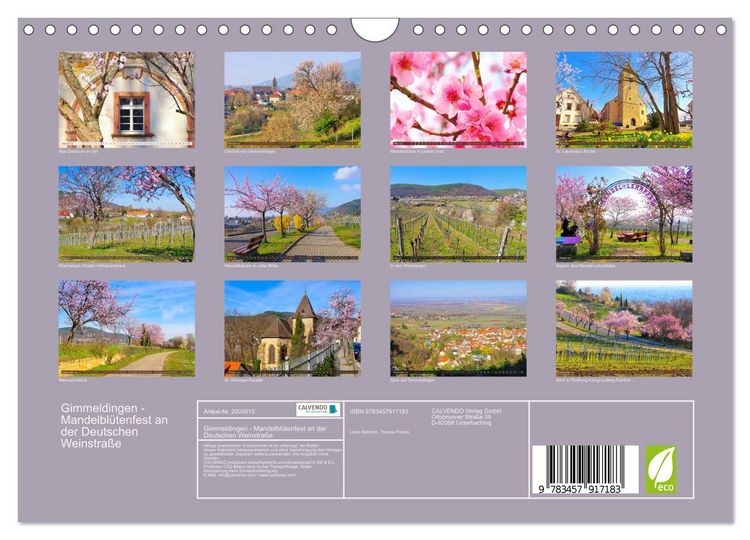 Produktbild: Gimmeldingen - Mandelbl&uuml;tenfest an der Deutschen Weinstra&szlig;e (Wandkalender 2026 DIN A4 quer), CALVENDO Monatskalender
