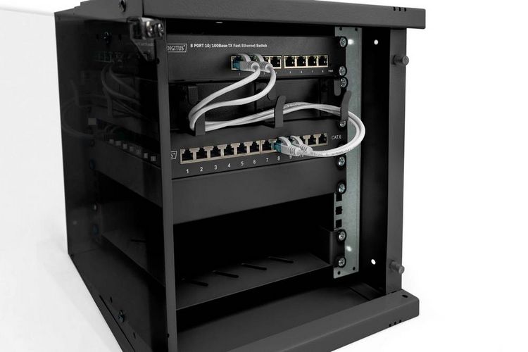 Produktbild: Digitus DN-49101 10 Zoll Wandgeh&auml;use 6 HE Schwarz, Schwarz (RAL 9005)