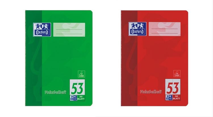 Produktbild: OXFORD Vokabelheft A5, Lineatur 53 (2 Spalten), 32 Blatt, 90 g/m&sup2; Optik Paper&reg;, sortiert