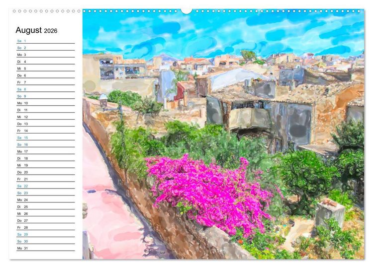 Produktbild: Mallorca - Impressionen in Aquarellfarben (hochwertiger Premium Wandkalender 2026 DIN A2 quer), Kunstdruck in Hochglanz