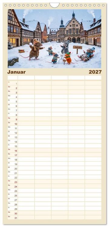 Produktbild: Familienplaner 2027 - Zauberhafte Welt der Rattlis mit 5 Spalten (Wandkalender, 21 x 45 cm) CALVENDO