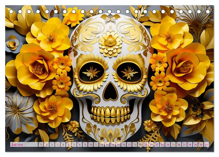 Produktbild: Skull Flower - Totenkopf ART (Tischkalender 2026 DIN A5 quer), CALVENDO Monatskalender