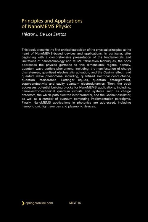 Produktbild: Principles and Applications of NanoMEMS Physics