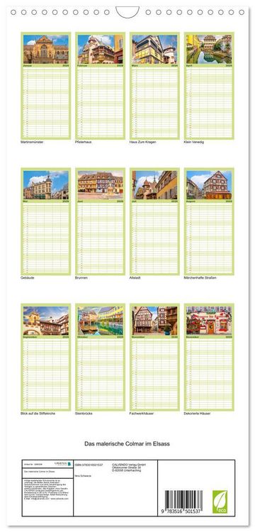 Produktbild: Familienplaner 2026 - Das malerische Colmar im Elsass mit 5 Spalten (Wandkalender, 21 x 45 cm) CALVENDO