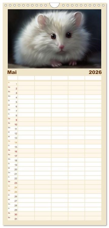 Produktbild: Familienplaner 2026 - Zauberhafte Fluffies mit 5 Spalten (Wandkalender, 21 x 45 cm) CALVENDO