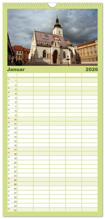 Produktbild: Familienplaner 2026 - Kroatien mit 5 Spalten (Wandkalender, 21 x 45 cm) CALVENDO