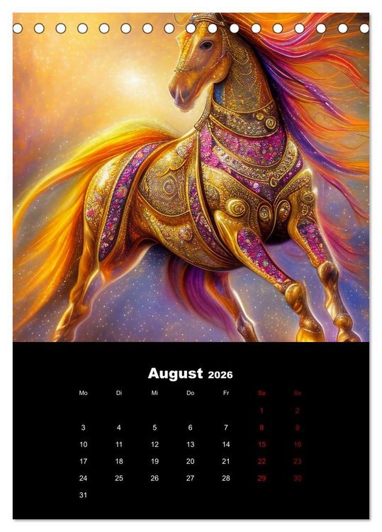 Produktbild: Pferde im goldenen Kleid (Tischkalender 2026 DIN A5 hoch), CALVENDO Monatskalender