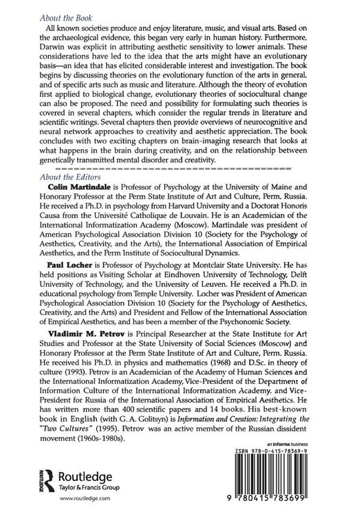 Produktbild: Evolutionary and Neurocognitive Approaches to Aesthetics, Creativity and the Arts