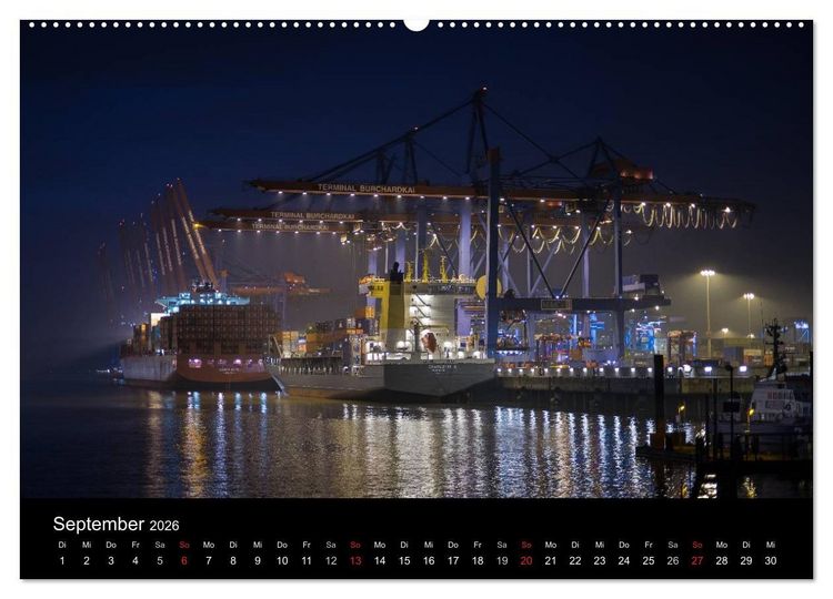 Produktbild: Der Hafen Hamburg bei Tag und Nacht (Wandkalender 2026 DIN A2 quer), CALVENDO Monatskalender
