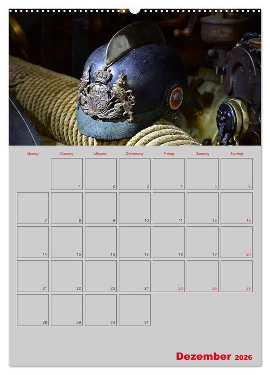 Produktbild: Alte Feuerwehrhelme - Terminplaner (hochwertiger Premium Wandkalender 2026 DIN A2 hoch), Kunstdruck in Hochglanz