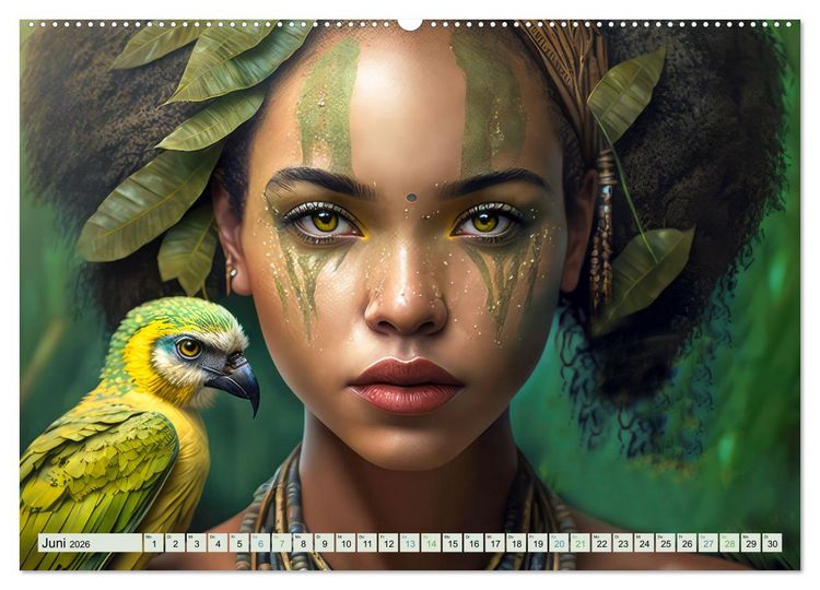 Produktbild: Exotische Frauenportraits im Dschungel (Wandkalender 2026 DIN A2 quer), CALVENDO Monatskalender