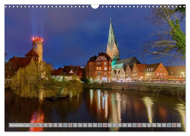 Produktbild: L&uuml;neburg - Eine mittelalterliche und romantische Hansestadt (Wandkalender 2026 DIN A3 quer), CALVENDO Monatskalender